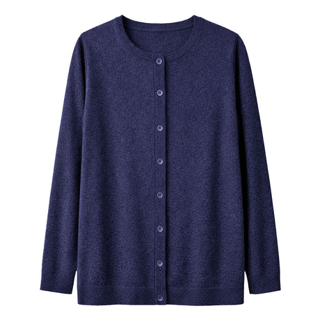idyl Womens Cashmere Wool Button Cardigan - Navy Blue (Longline Sweater)