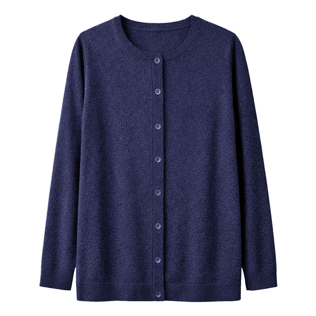 Cashmere Wool Longline Button Cardigan in Navy - XL