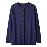 Luxury Cashmere Wool Longline Button Cardigan in Navy