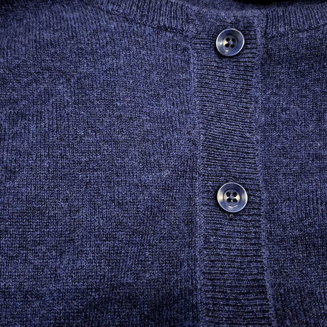 idyl Womens Cashmere Wool Button Cardigan - Navy Blue (Longline Sweater)
