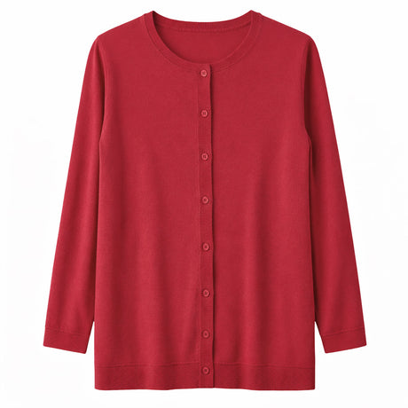 idyl Womens Cashmere Wool Button Cardigan - Red (Longline Sweater)