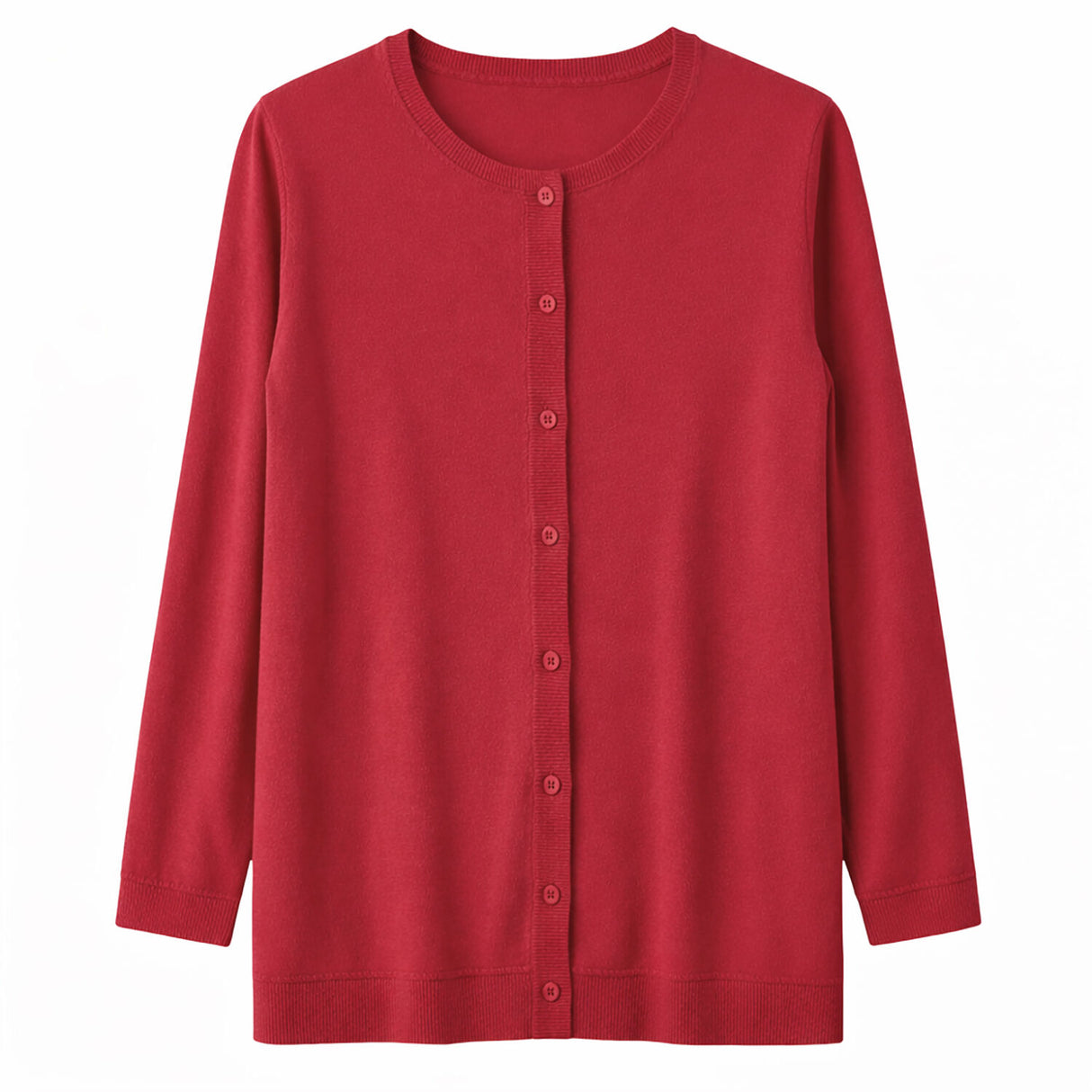 Luxury Cashmere Wool Longline Button Cardigan in Red