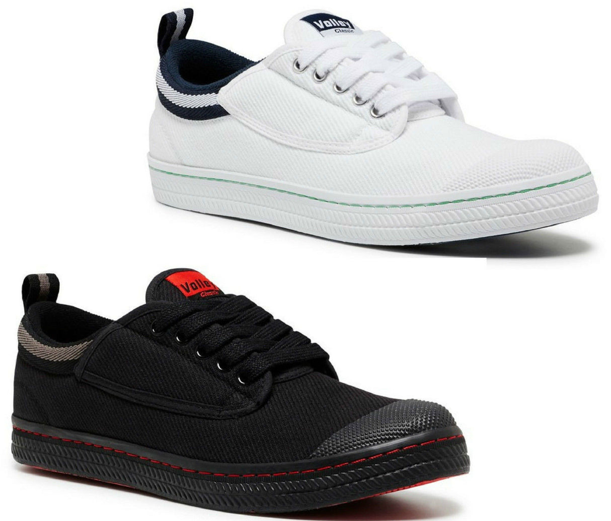 Dunlop Volleys Classic Mens Sneakers - Lace Up Casual Shoes - Black/Grey