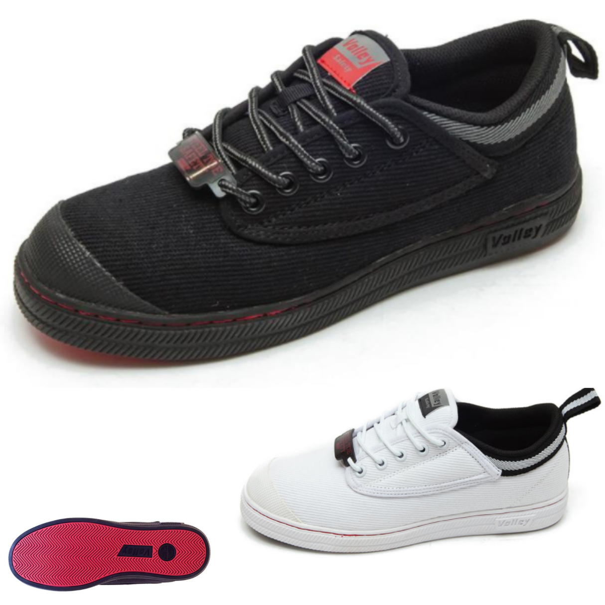 Dunlop Volleys Steel Cap Mens Shoes - Original Safety Sneakers For Tradies - Black/Grey