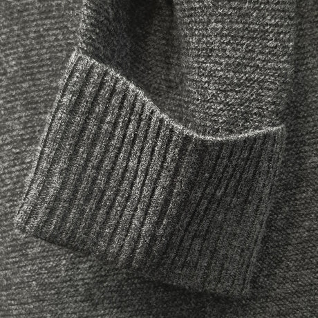idyl Womens Cashmere Wool Horizontal Rib Jumper - Charcoal (Textured Knit Pullover Sweater)