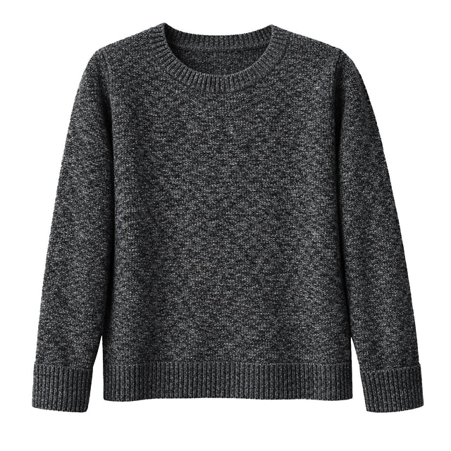 Cashmere Wool Horizontal Rib Knit Jumper in Charcoal - XL