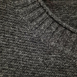 Luxury Cashmere Wool Horizontal Rib Knit Pullover Jumper in Charcoal