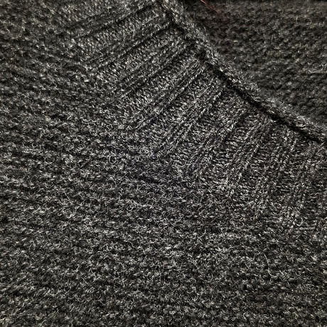 idyl Womens Cashmere Wool Horizontal Rib Jumper - Charcoal (Textured Knit Pullover Sweater)