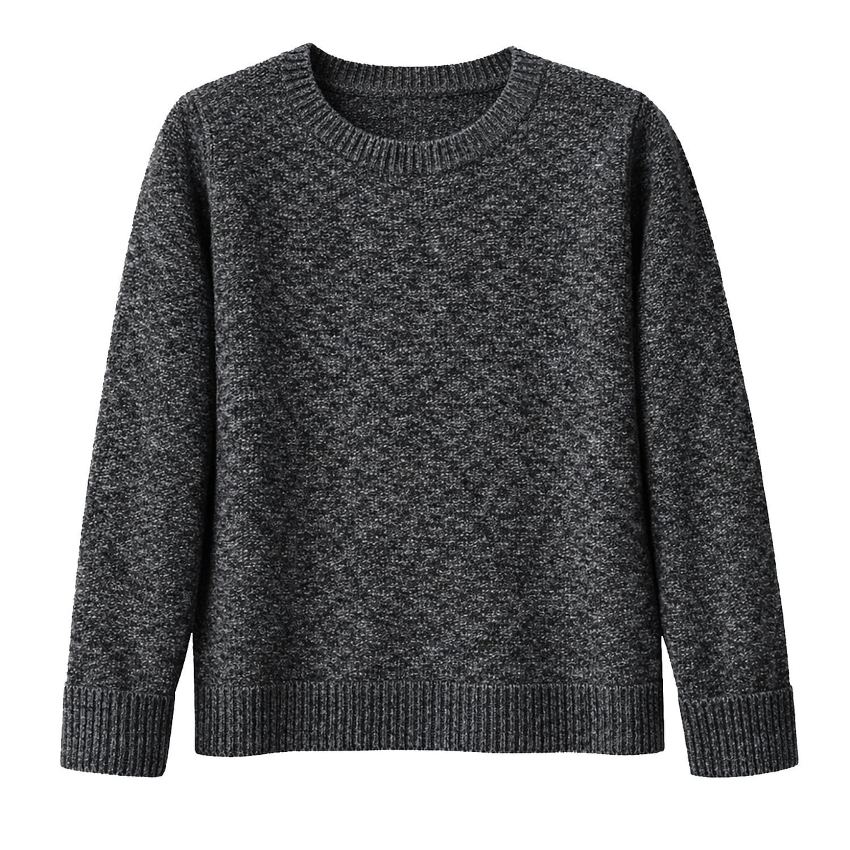 Luxury Cashmere Wool Horizontal Rib Knit Pullover Jumper in Charcoal