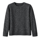 Luxury Cashmere Wool Horizontal Rib Knit Pullover Jumper in Charcoal