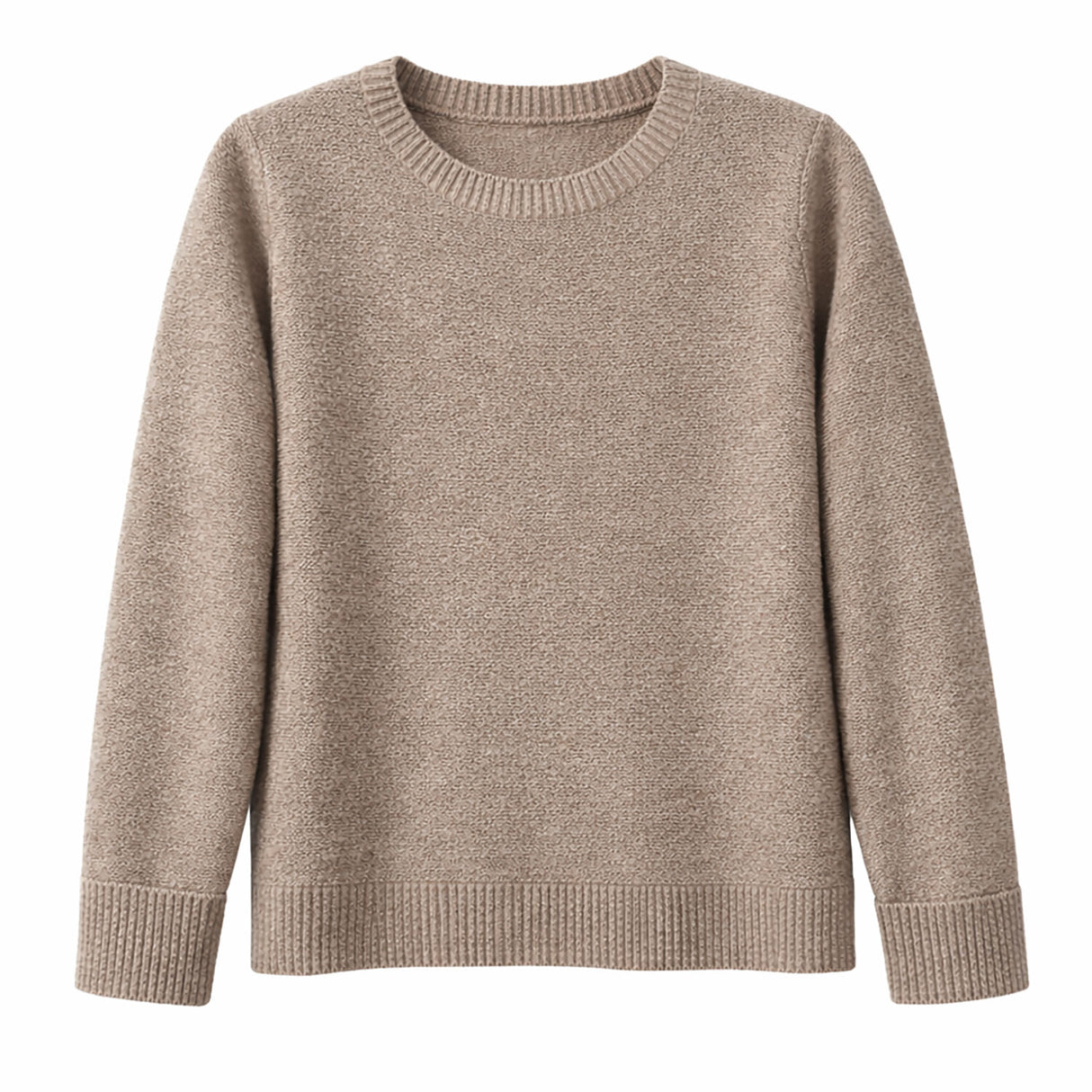 Cashmere Wool Horizontal Rib Knit Jumper in Natural - XL