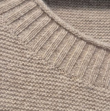 Luxury Cashmere Wool Horizontal Rib Knit Pullover Jumper in Natural