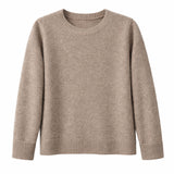 Luxury Cashmere Wool Horizontal Rib Knit Pullover Jumper in Natural