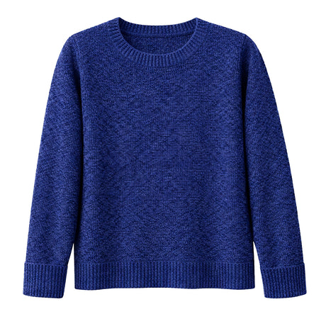 idyl Womens Cashmere Wool Horizontal Rib Jumper - Navy Blue (Textured Knit Pullover Sweater)