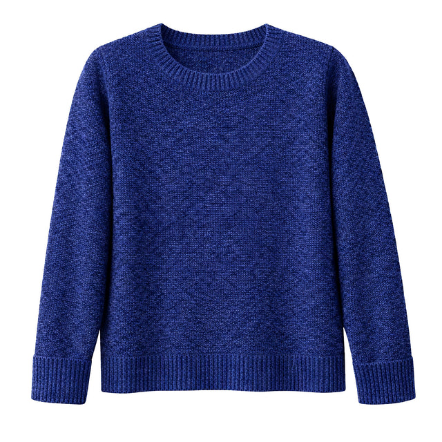 Cashmere Wool Horizontal Rib Knit Jumper in Navy - XL