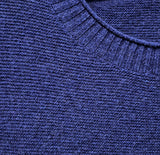 Luxury Cashmere Wool Horizontal Rib Knit Pullover Jumper in Navy