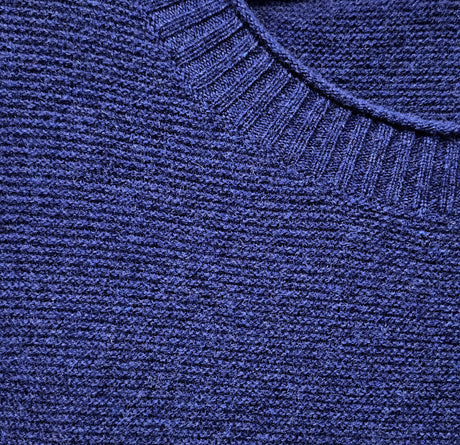 idyl Womens Cashmere Wool Horizontal Rib Jumper - Navy Blue (Textured Knit Pullover Sweater)