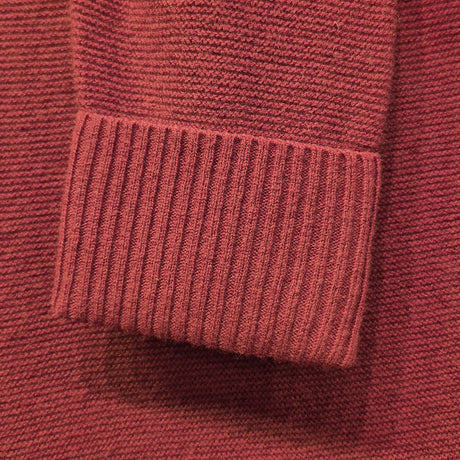 idyl Womens Cashmere Wool Horizontal Rib Jumper - Red (Textured Knit Pullover Sweater)