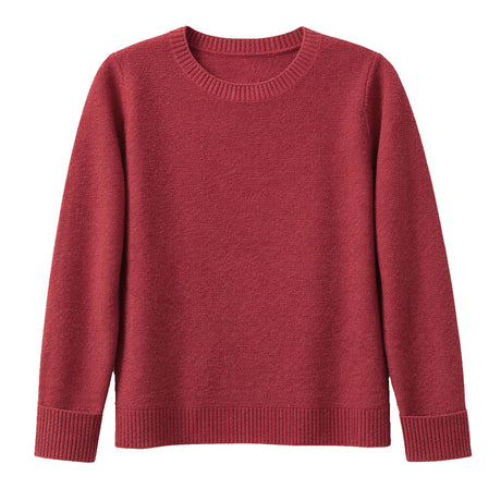 idyl Womens Cashmere Wool Horizontal Rib Jumper - Red (Textured Knit Pullover Sweater)