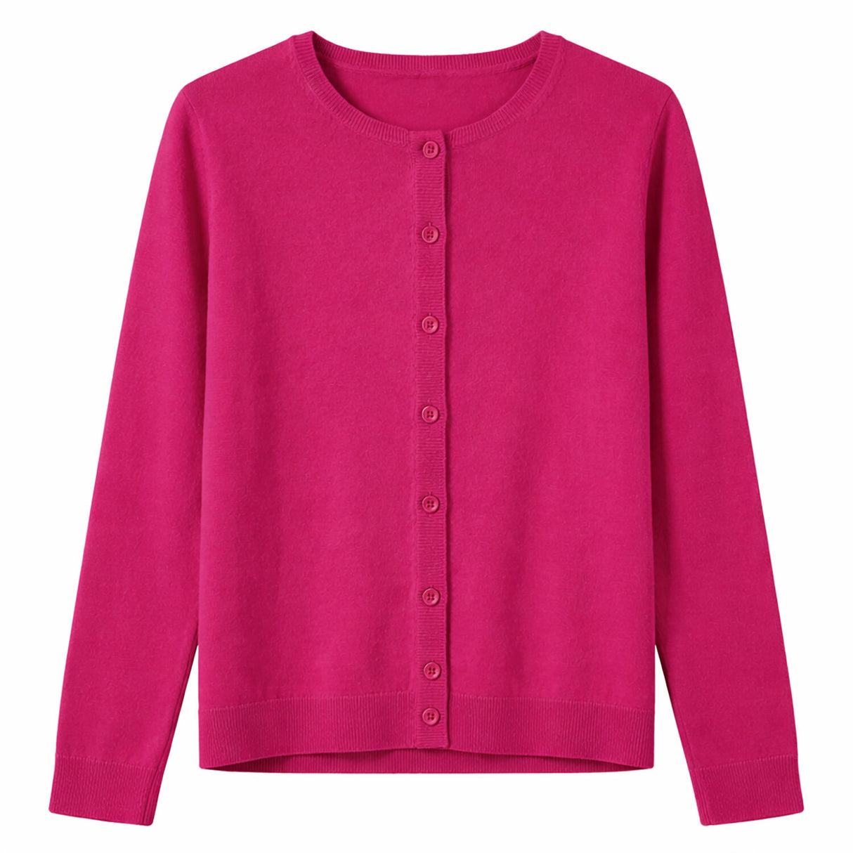 idyl Womens Cashmere Wool Fine Knit Button Cardigan - Pink (Regular Length Sweater)