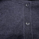 idyl Womens Cashmere Wool Fine Knit Button Cardigan - Navy Blue (Regular Length Sweater)