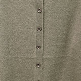 idyl Womens Cashmere Wool Fine Knit Button Cardigan - Green (Regular Length Sweater)