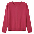 Cashmere Wool Fine Knit Button Cardigan in Red - XL