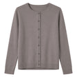 idyl Womens Cashmere Wool Fine Knit Button Cardigan - Taupe (Regular Length Sweater)