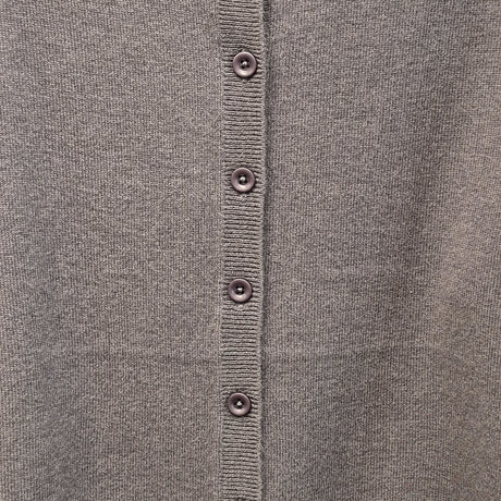idyl Womens Cashmere Wool Fine Knit Button Cardigan - Taupe (Regular Length Sweater)