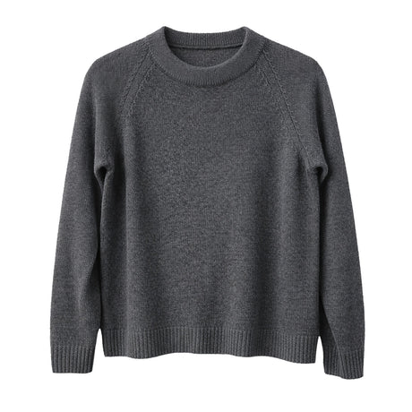 idyl Womens Cashmere Wool Funnel Neck Jumper - Charcoal (Chunky Knit Pullover Sweater)