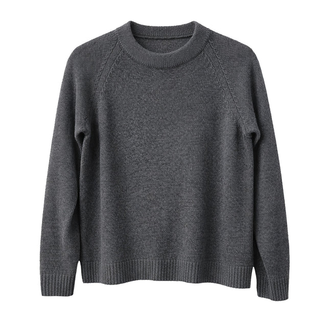 idyl Womens Cashmere Wool Funnel Neck Jumper - Charcoal (Chunky Knit Pullover Sweater)