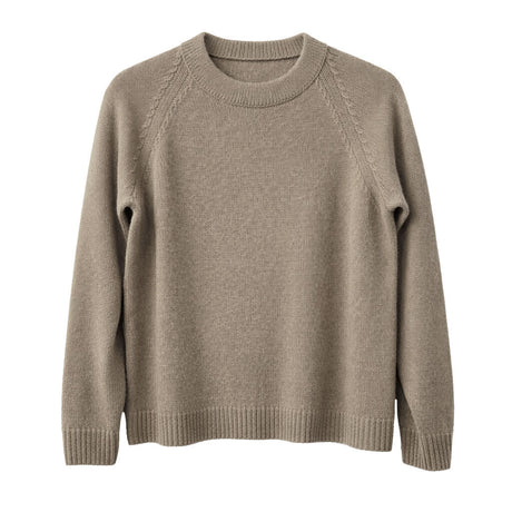 idyl Womens Cashmere Wool Funnel Neck Jumper - Green (Chunky Knit Pullover Sweater)