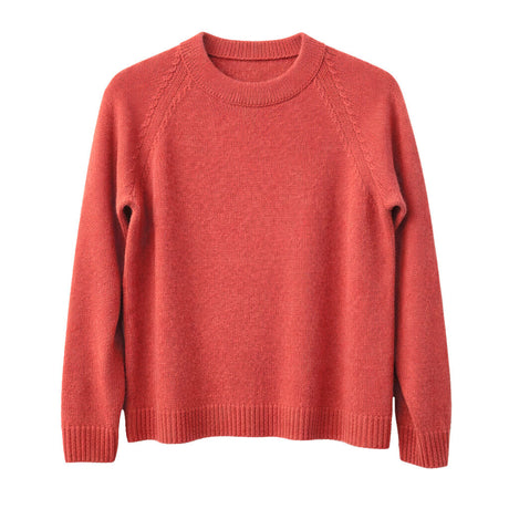 idyl Womens Cashmere Wool Funnel Neck Jumper - Orange (Chunky Knit Pullover Sweater)