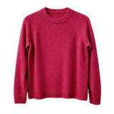 idyl Womens Cashmere Wool Funnel Neck Jumper - Red (Chunky Knit Pullover Sweater)