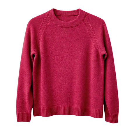 idyl Womens Cashmere Wool Funnel Neck Jumper - Red (Chunky Knit Pullover Sweater)