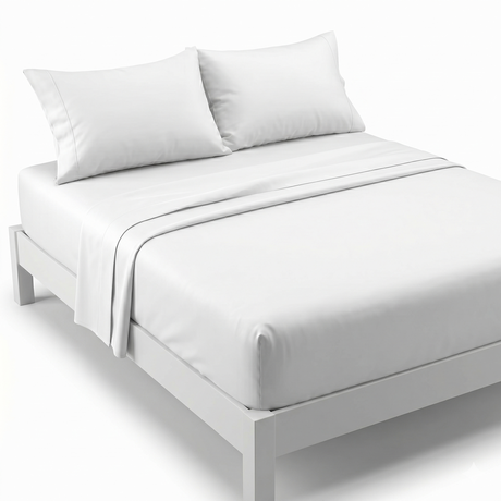 600 Thread Count Queen Egyptian Cotton Sheet Set - 1 Flat, 1 Fitted & 2 Pillowcases - White