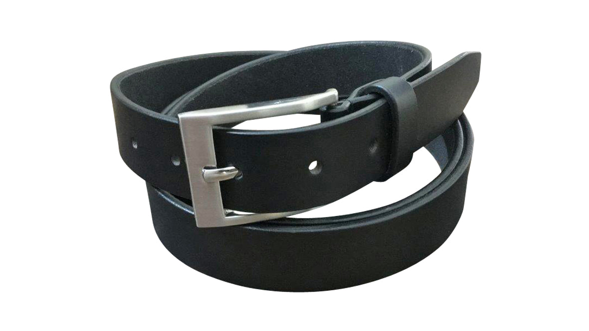 Jacaru 6010 Womens Leather Belt 30mm - Black (Silver Buckle & Gift Tin)