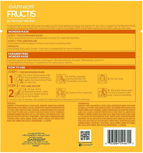 Garnier Fructis 15ml x 2 Wonder Mask 2-Step Nourishing Mask + Care Sealer