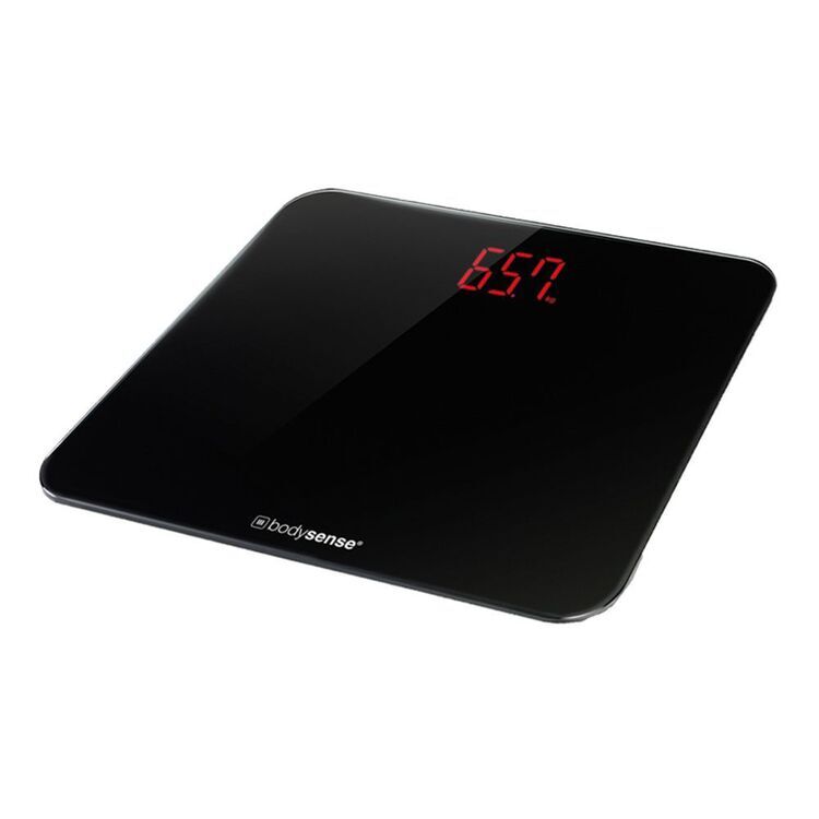 BodySense 200Kg Wide Platform Black Digital Bathroom Scale Electronic Weight