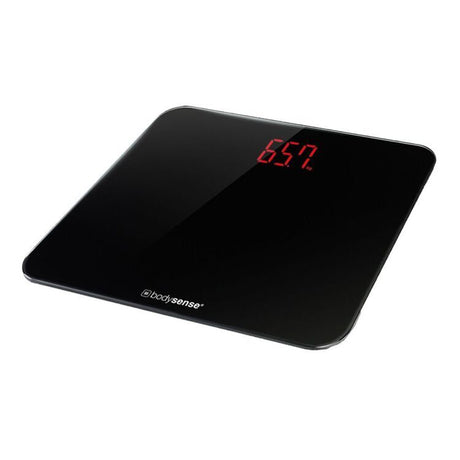 BodySense 200Kg Wide Platform Black Digital Bathroom Scale Electronic Weight