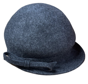 Maddison Avenue Womens Wool Vintage Beret Cap - Grey (Adjustable Bow One Size)