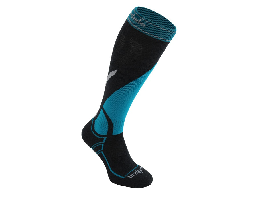 Bridgedale Ski Snow Socks Midweight Merino Wool Performance in Gunmetal/Blue Size XL