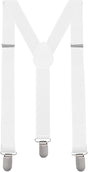 Mens Suspenders Braces Adjustable Strong Clip On Elastic Formal Wedding Slim - White