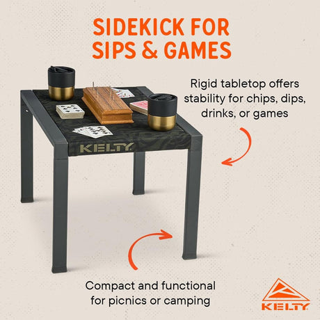 Kelty Rad-Arondack Portable Folding Camp Side Table in Black Fern
