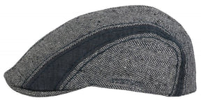 Stetson Mens Manatee Hat Flat Cap Ivy Golf Herringbone Wool Silk Linen - Grey