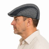 Stetson Mens Manatee Hat Flat Cap Ivy Golf Herringbone Wool Silk Linen  - Grey - S
