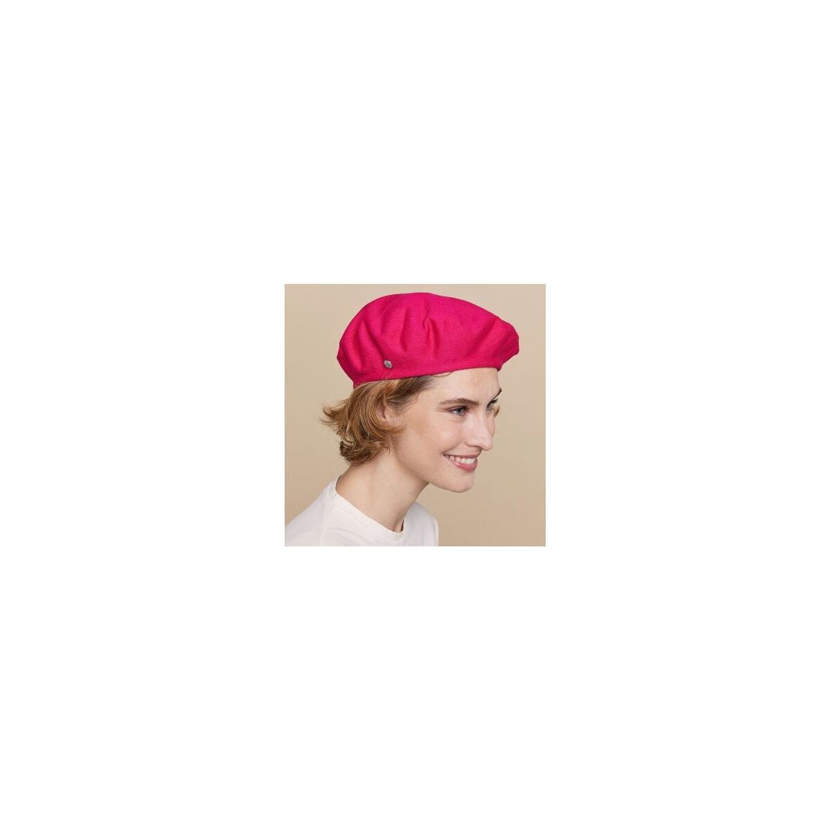 Laulhere Heritage Unisex Summer Cotton Beret - Bright Rose