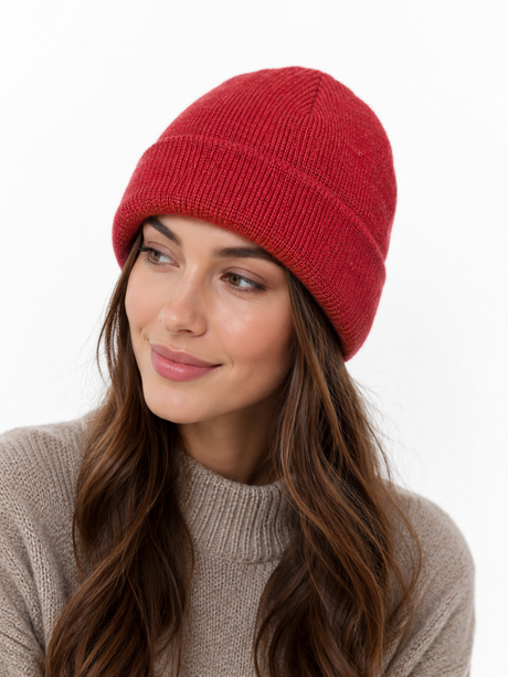 Emmy Ladies Shetland Ragg Wool Beanie with 3M Thinsulate Lining - Wine Red (Warm Winter Hat)