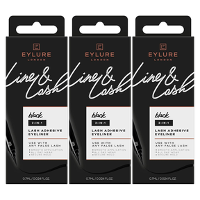 3x Eylure London 0.7ml Line & Lash Adhesive Eyeliner Pack - Black