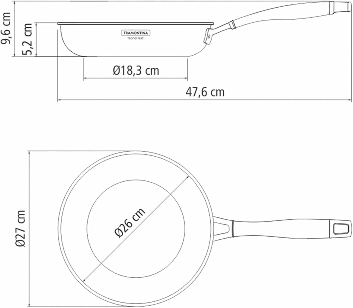 Tramontina Grano 26cm Tri-Ply Stainless Steel Frying Pan Skillet 2.2L in Silver